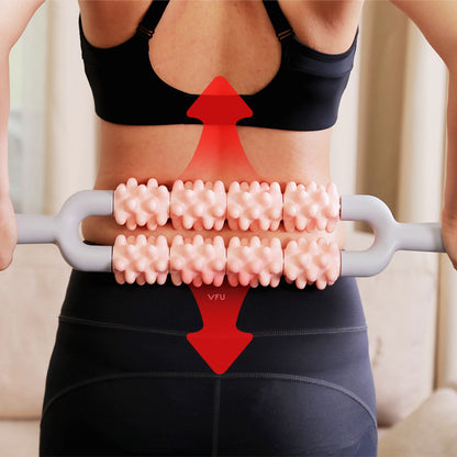 Blue and Grey Dual Row Spiky Muscle Roller Stick - Deep Tissue Massager for Back and Leg Recovery - Image 4