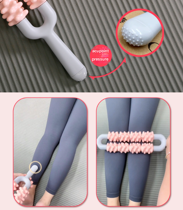 Blue and Grey Dual Row Spiky Muscle Roller Stick - Deep Tissue Massager for Back and Leg Recovery - Image 5