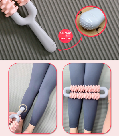 Blue and Grey Dual Row Spiky Muscle Roller Stick - Deep Tissue Massager for Back and Leg Recovery - Image 5