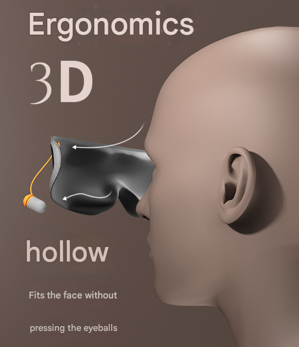 Grey 2-in-1 Blackout Sleep Mask with Integrated Noise Reducing Earplugs for Undisturbed Rest - Image 2