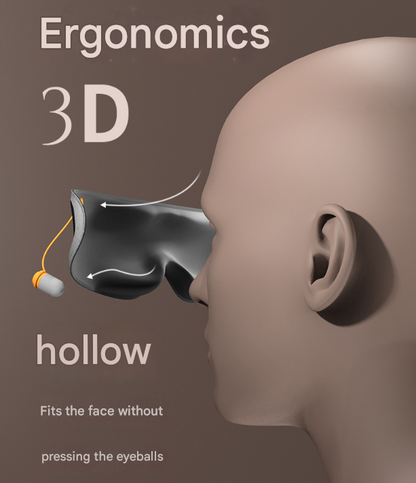 Grey 2-in-1 Blackout Sleep Mask with Integrated Noise Reducing Earplugs for Undisturbed Rest - Image 2