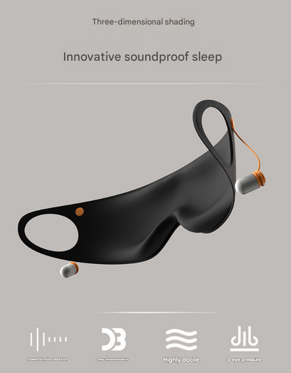 Grey 2-in-1 Blackout Sleep Mask with Integrated Noise Reducing Earplugs for Undisturbed Rest - Image 3