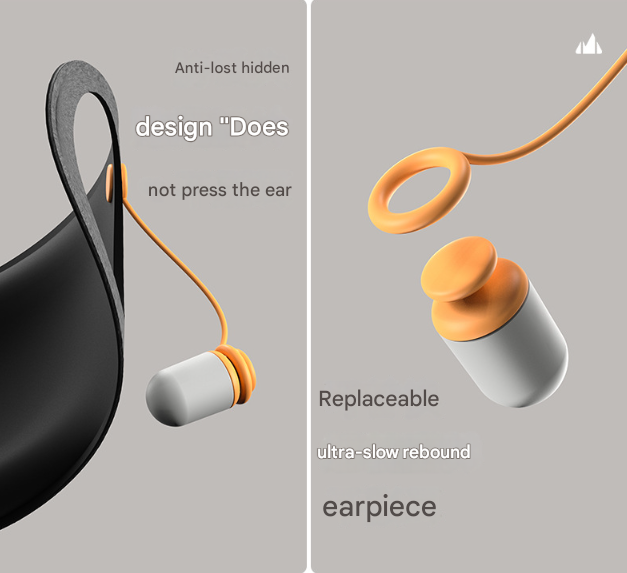 Grey 2-in-1 Blackout Sleep Mask with Integrated Noise Reducing Earplugs for Undisturbed Rest - Image 5