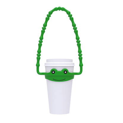 2 Pcs Green Frog Adorable Animal Silicone Cup Carrier - Portable Reusable Handle for Water Cup(cup not included)