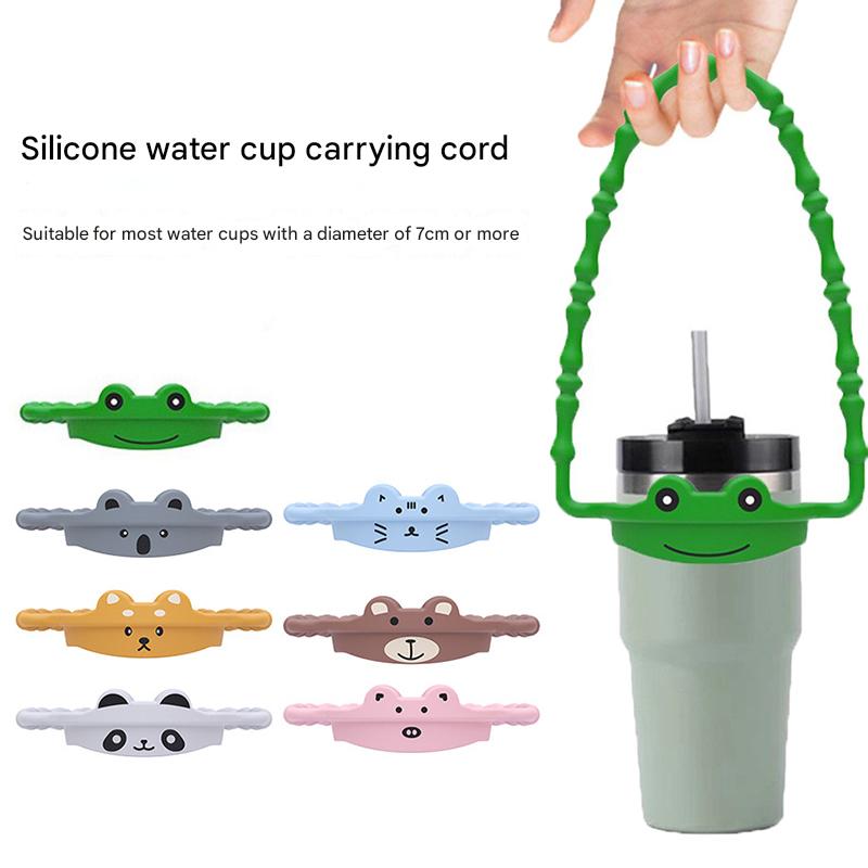 2 Pcs Green Frog Adorable Animal Silicone Cup Carrier - Portable Reusable Handle for Water Cup(cup not included) - Image 2