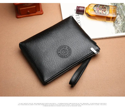 Coffee Classic Men's PU Leather Clutch Bag - Slim Business Wristlet & Travel Pouch - Image 5