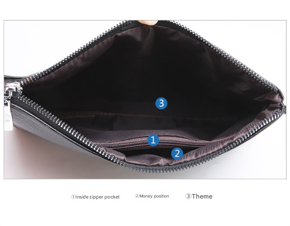 Brown Classic Men's PU Leather Clutch Bag - Slim Business Wristlet & Travel Pouch - Image 4