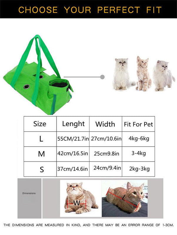 Size S Blue Multi-Functional Cat Grooming Bag - Anti-Scratch Restraint Pouch for Nail Trimming and Vet Visits - Image 3