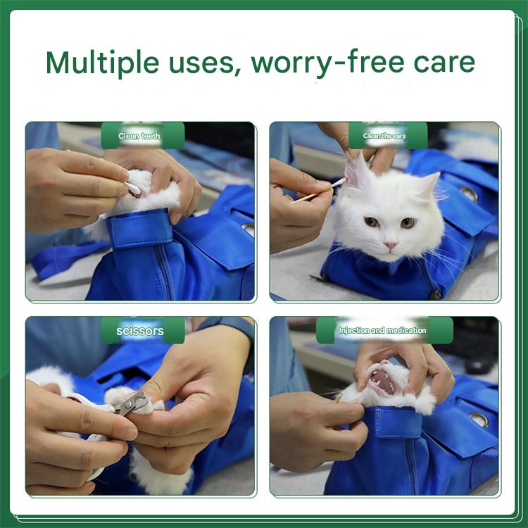 Size L Yellow Multi-Functional Cat Grooming Bag - Anti-Scratch Restraint Pouch for Nail Trimming and Vet Visits - Image 9