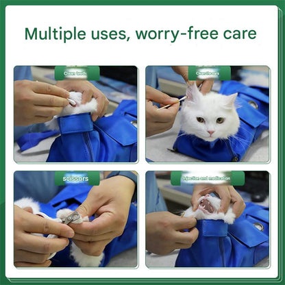 Size L Orange Multi-Functional Cat Grooming Bag - Anti-Scratch Restraint Pouch for Nail Trimming and Vet Visits - Image 9