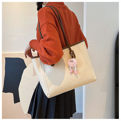 Black Chic Large Capacity Tote Bag - PU Leather Commuter Shoulder Handbag for Women - Image 9