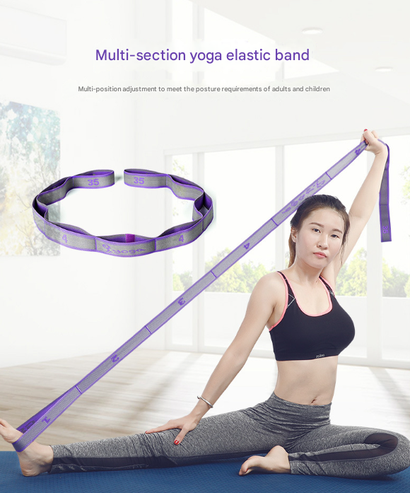 Blue and Purple 9-Loop Yoga Stretch Strap - Numbered Band for Flexibility and Physical Therapy - Image 2