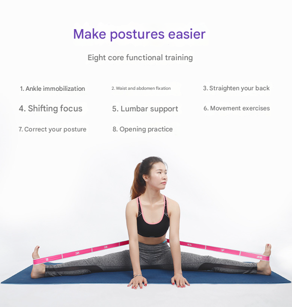 Pink 9-Loop Yoga Stretch Strap - Numbered Band for Flexibility and Physical Therapy - Image 3