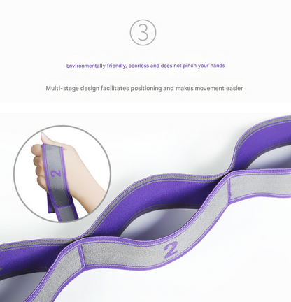 Purple 9-Loop Yoga Stretch Strap - Numbered Band for Flexibility and Physical Therapy - Image 8