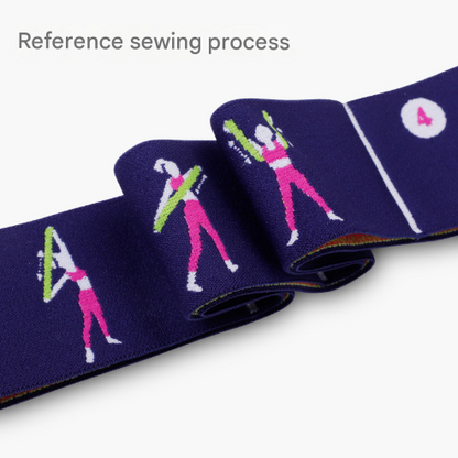 Dark Blue Instructional Yoga Stretch Strap with Embroidered Pose Guide - 11-Loop Flexibility Band - Image 8