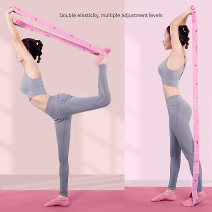 Pink Instructional Yoga Stretch Strap with Embroidered Pose Guide - 11-Loop Flexibility Band - Image 4