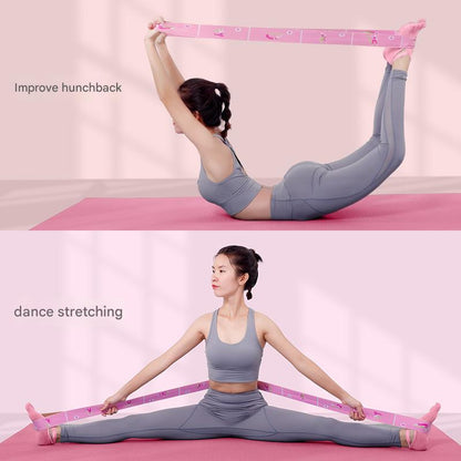 Pink Instructional Yoga Stretch Strap with Embroidered Pose Guide - 11-Loop Flexibility Band - Image 5