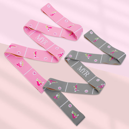Pink Instructional Yoga Stretch Strap with Embroidered Pose Guide - 11-Loop Flexibility Band - Image 7