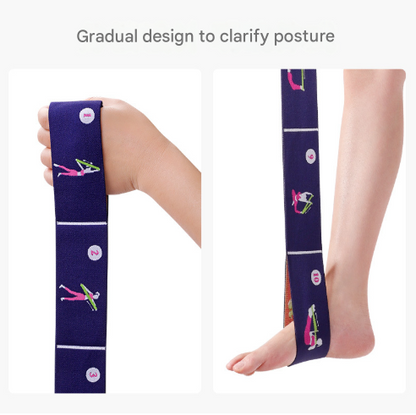 Pink Instructional Yoga Stretch Strap with Embroidered Pose Guide - 11-Loop Flexibility Band - Image 9