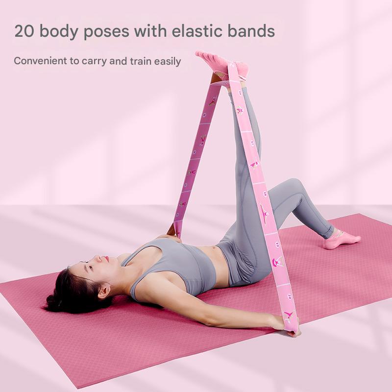 Grey Instructional Yoga Stretch Strap with Embroidered Pose Guide - 11-Loop Flexibility Band - Image 3