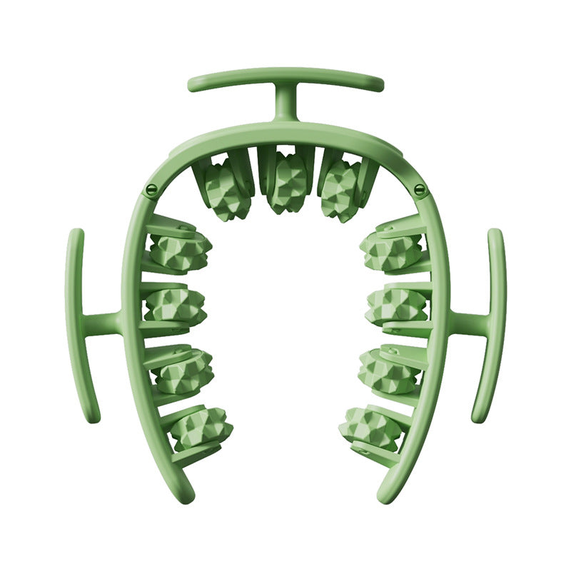 Green Removable Adjustable Wrap-Around Muscle Roller - 11-Wheel Deep Tissue Massager for Legs, Arms & Body
