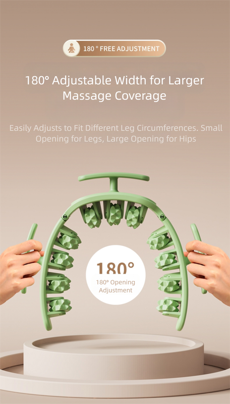 Green and White Removable Adjustable Wrap-Around Muscle Roller - 11-Wheel Deep Tissue Massager for Legs, Arms & Body - Image 5