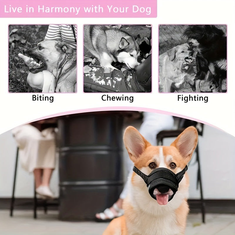 3 Pcs Size S Black Breathable Mesh Dog Muzzle - Soft & Comfortable Guard to Prevent Biting, Allows Panting and Drinking - Image 6