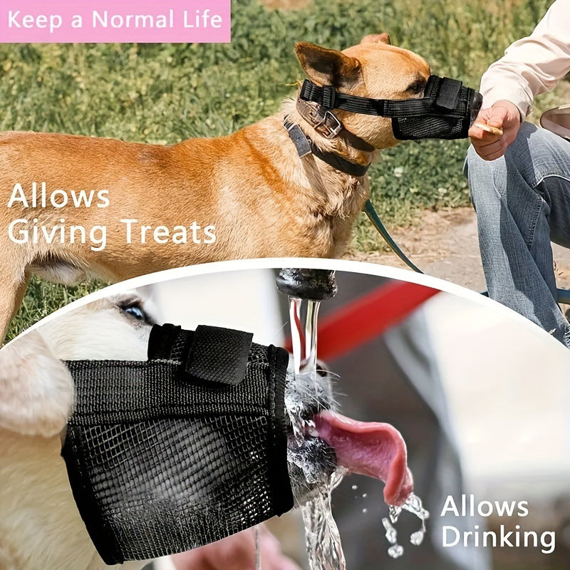 3 Pcs Size L Black Breathable Mesh Dog Muzzle - Soft & Comfortable Guard to Prevent Biting, Allows Panting and Drinking - Image 5