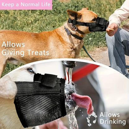 3 Pcs Size L Black Breathable Mesh Dog Muzzle - Soft & Comfortable Guard to Prevent Biting, Allows Panting and Drinking - Image 5