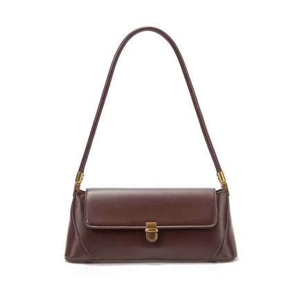 Black Elegant Vintage Baguette Shoulder Bag - Chic PU Leather Underarm Purse with Gold Clasp - Image 5