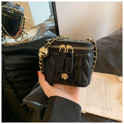 Black Chic Quilted Mini Box Crossbody Bag - Luxury Style Chain Purse for Women - Image 2