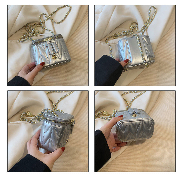 Black Chic Quilted Mini Box Crossbody Bag - Luxury Style Chain Purse for Women - Image 4
