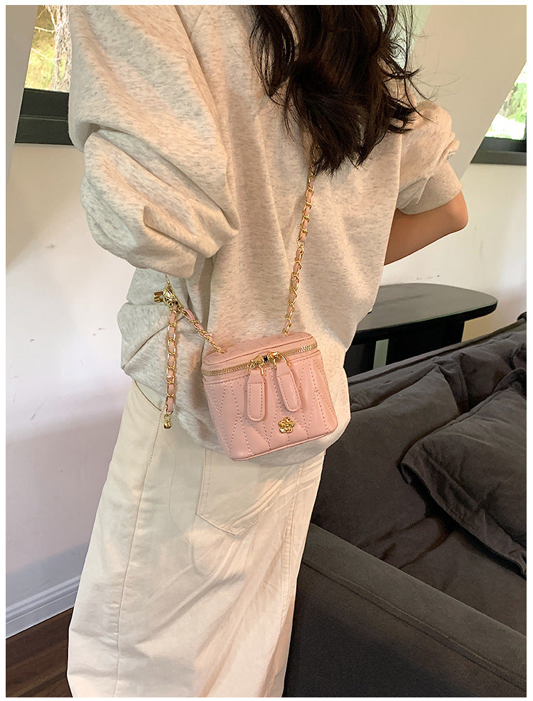 Pink Chic Quilted Mini Box Crossbody Bag - Luxury Style Chain Purse for Women - Image 6