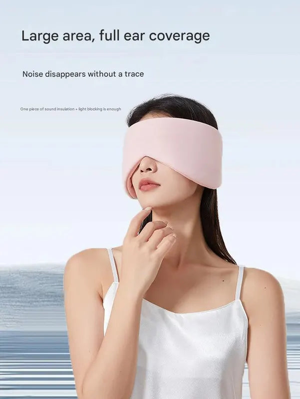 Beige Reversible All-Season Sleep Mask - Cooling & Warming with Sound Muffling Ear Covers Function - Image 3
