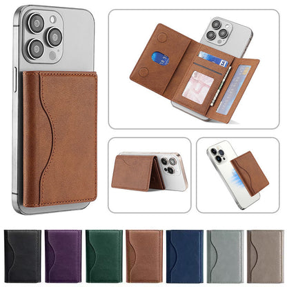 Grey 3-in-1 Magnetic Wallet for MagSafe - Slim PU Leather Card Holder with Kickstand - Image 2