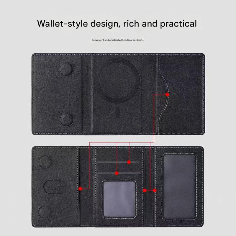 Dark Green 3-in-1 Magnetic Wallet for MagSafe - Slim PU Leather Card Holder with Kickstand - Image 5
