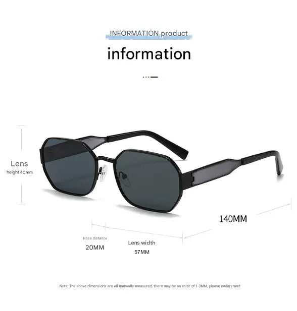 Black Frame and Black Grey Lenses Modern Retro Geometric Sunglasses - Chic Metal Frame with UV400 Lenses and Black PU Leather Protective Case - Image 8
