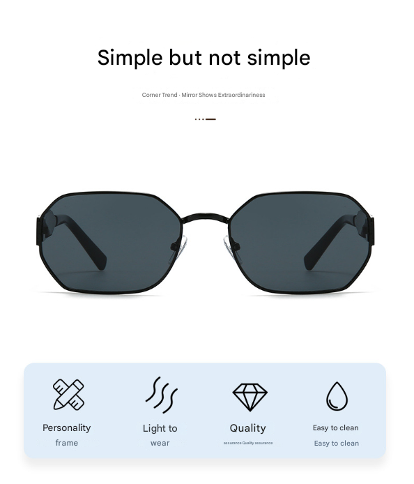 Silver Frame and Grey Lenses Modern Retro Geometric Sunglasses - Chic Metal Frame with UV400 Lenses and Black PU Leather Protective Case - Image 7