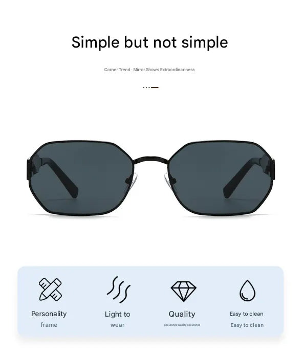 Silver Frame and Grey Lenses Modern Retro Geometric Sunglasses - Chic Metal Frame with UV400 Lenses and Black PU Leather Protective Case - Image 7