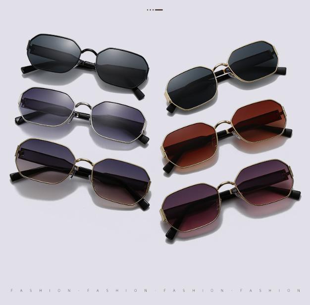 Gold Frame and Grey Lenses Modern Retro Geometric Sunglasses - Chic Metal Frame with UV400 Lenses and Black PU Leather Protective Case - Image 3