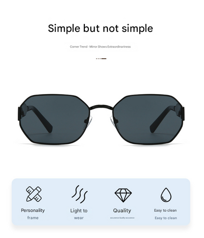 Gold Frame and Grey Lenses Modern Retro Geometric Sunglasses - Chic Metal Frame with UV400 Lenses and Black PU Leather Protective Case - Image 7