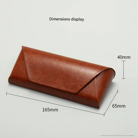 2 Pcs Brown Vintage Style PU Leather Eyewear Case - Protective Hard Shell with Soft Lining - Image 3