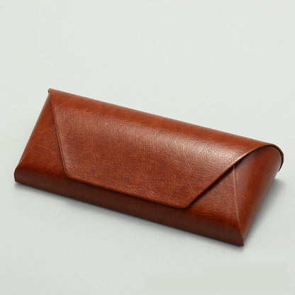 2 Pcs ( 1 Brown + 1 Black ) Vintage Style PU Leather Eyewear Case - Protective Hard Shell with Soft Lining - Image 2