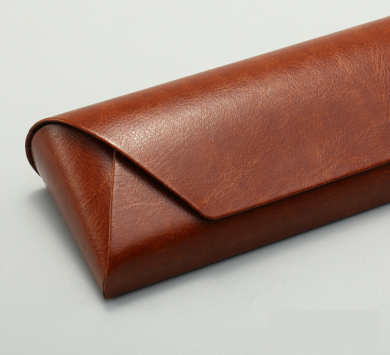2 Pcs ( 1 Brown + 1 Black ) Vintage Style PU Leather Eyewear Case - Protective Hard Shell with Soft Lining - Image 5
