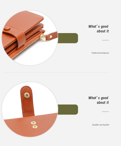 Black Compact Bifold Wallet for Women - High Capacity PU Leather Purse with Zipper Coin Pocket - Image 7