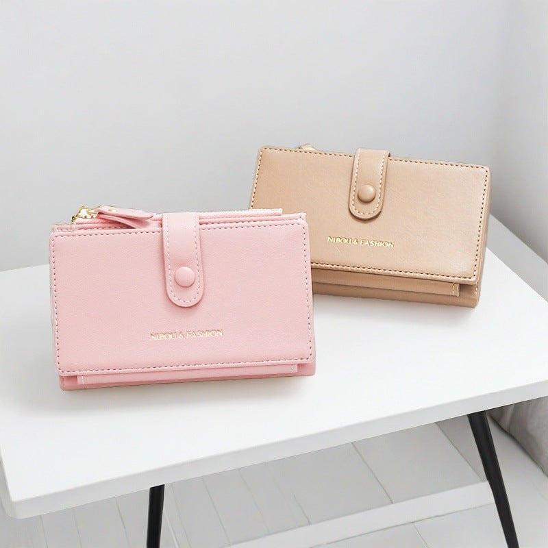 Black Compact Bifold Wallet for Women - High Capacity PU Leather Purse with Zipper Coin Pocket - Image 9