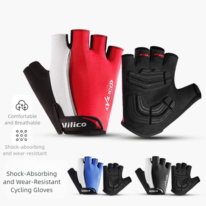 Size XL Blue Padded Half-Finger Cycling Gloves - Breathable Shock-Absorbing Workout Gloves for Gym & Fitness - Image 2