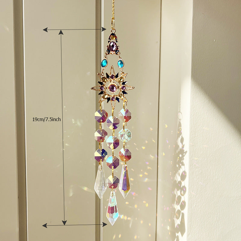 Colorful Dazzling Celestial Crystal Suncatcher - Moon Shape Rainbow Maker Window Hanging Ornament - Image 3