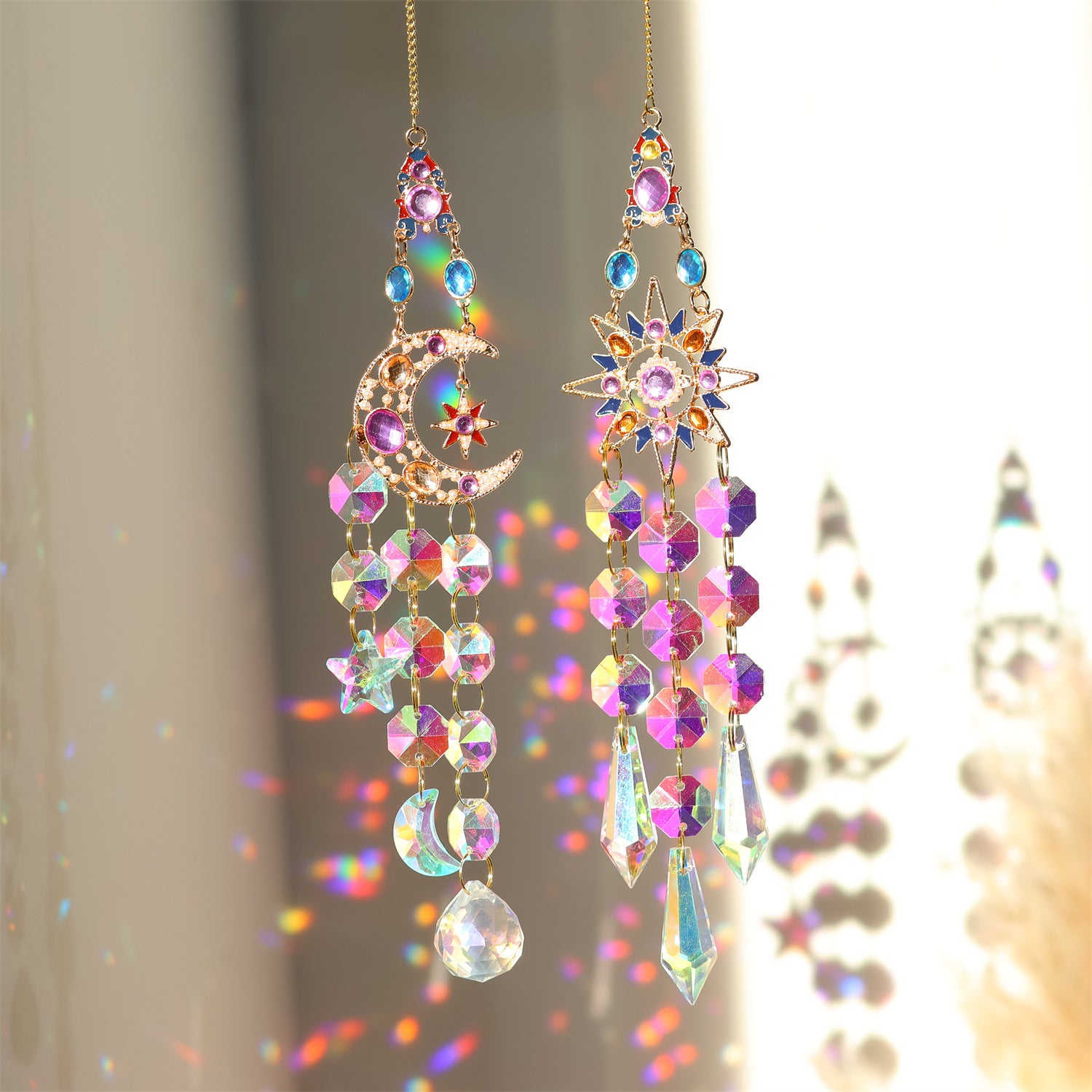 Colorful Dazzling Celestial Crystal Suncatcher - Star Shape Rainbow Maker Window Hanging Ornament - Image 2
