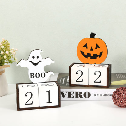 Black Castle Shape Festive Halloween Countdown Blocks - Reusable Wooden Perpetual Calendar for Desk Decor - Image 6